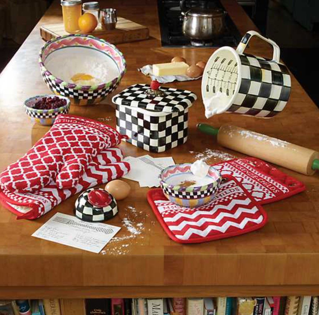 MacKenzie Childs Courtly Check Enamel Measuring Cup