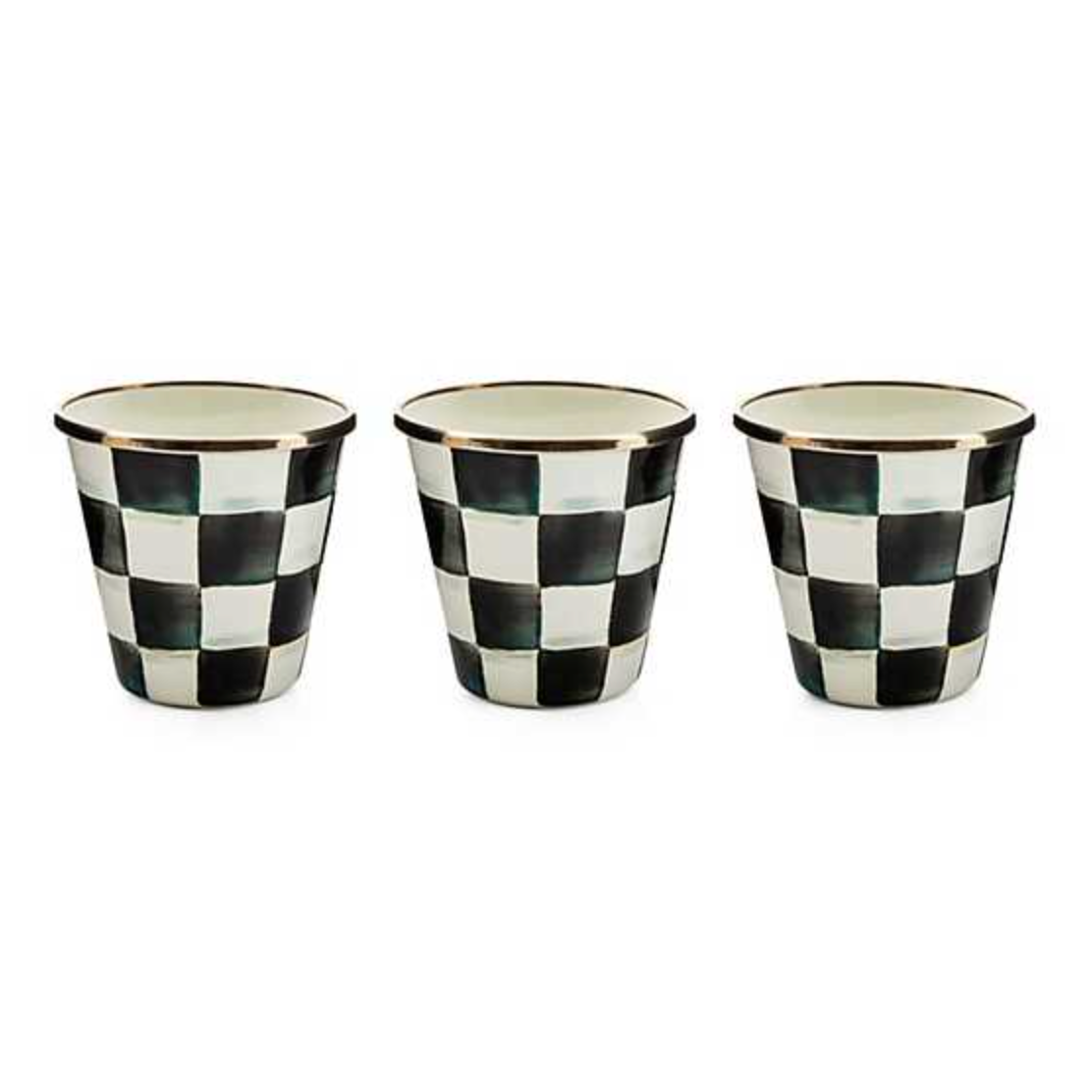 MacKenzie Childs Courtly Check Enamel Herb Pots