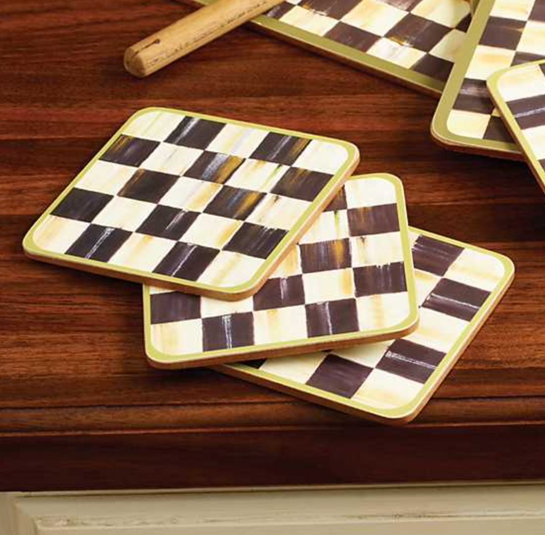 MacKenzie Childs Courtly Check Cork Back Coasters