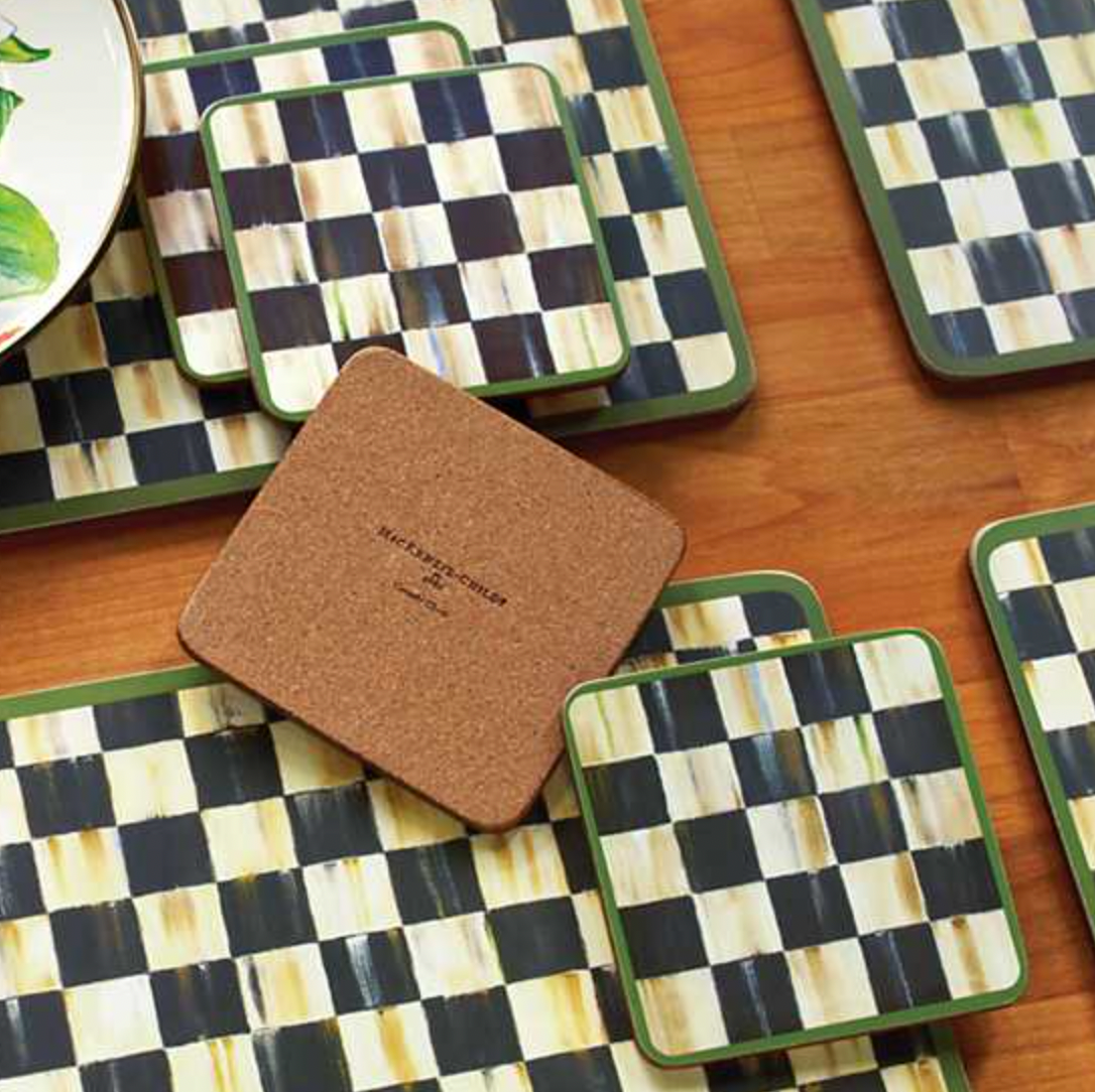 MacKenzie Childs Courtly Check Cork Back Coasters
