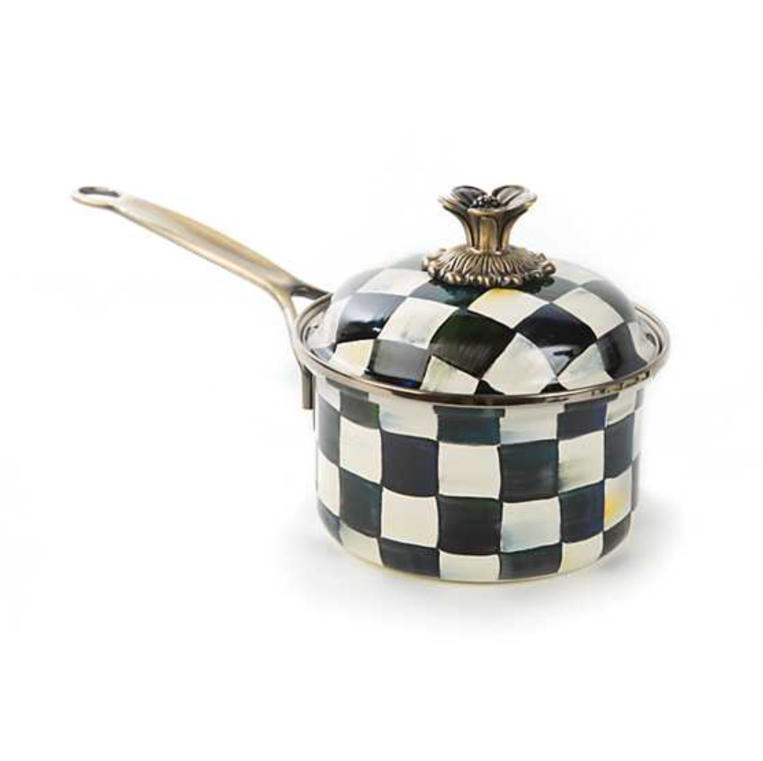 MacKenzie Childs Courtly Check Enamel Saucepan