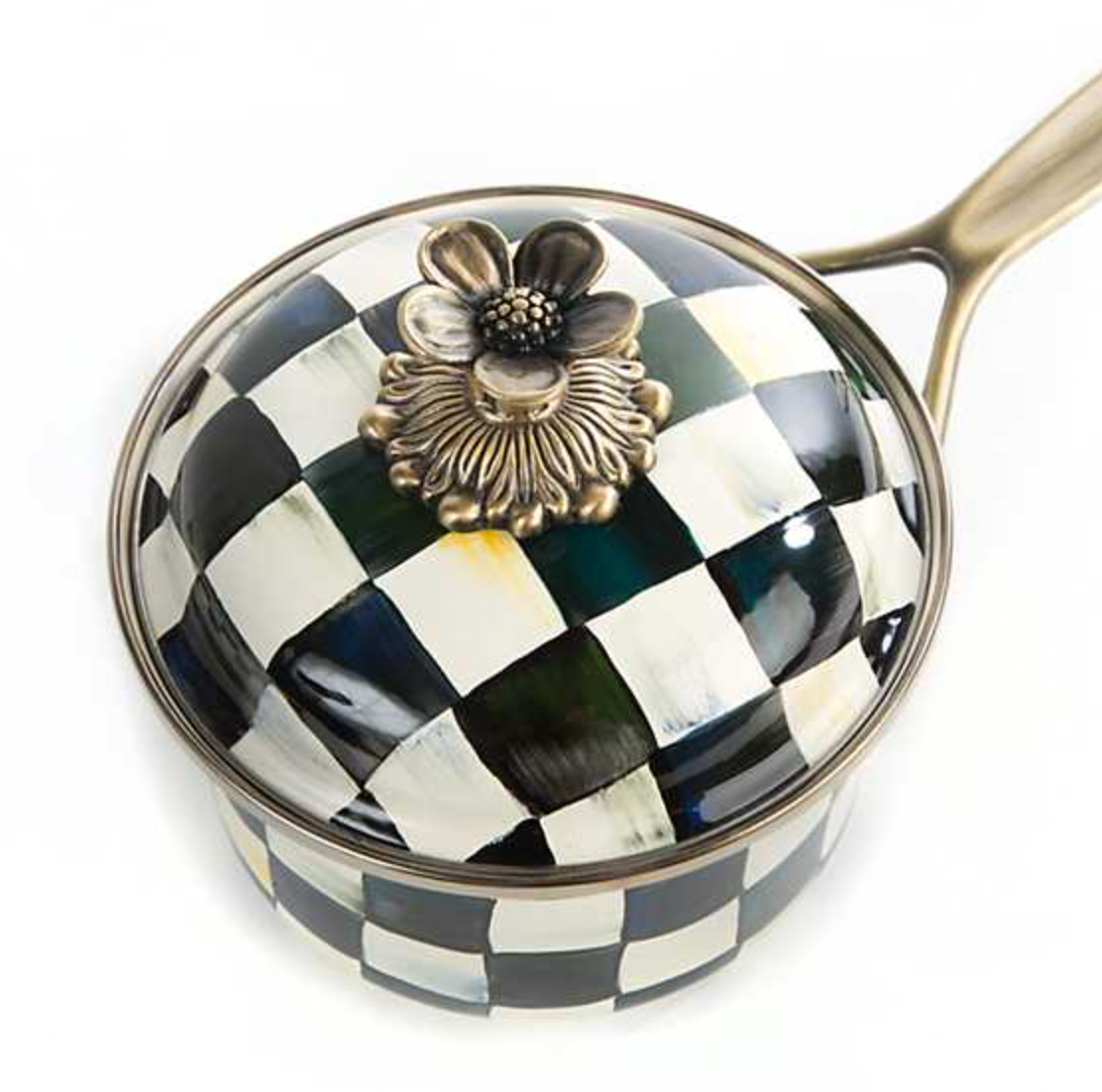 MacKenzie Childs Courtly Check Enamel Saucepan