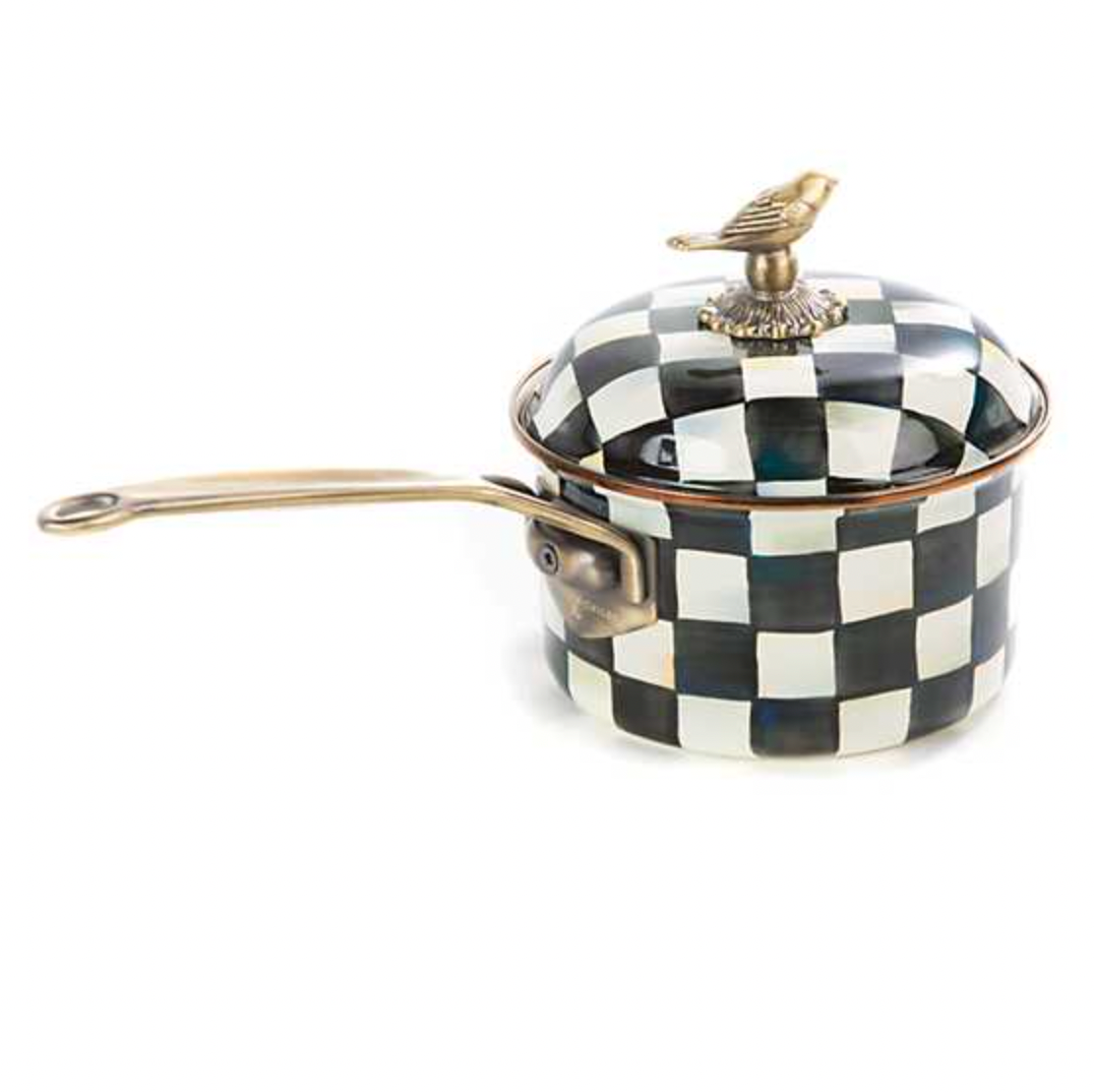 MacKenzie Childs Courtly Check Enamel Saucepan