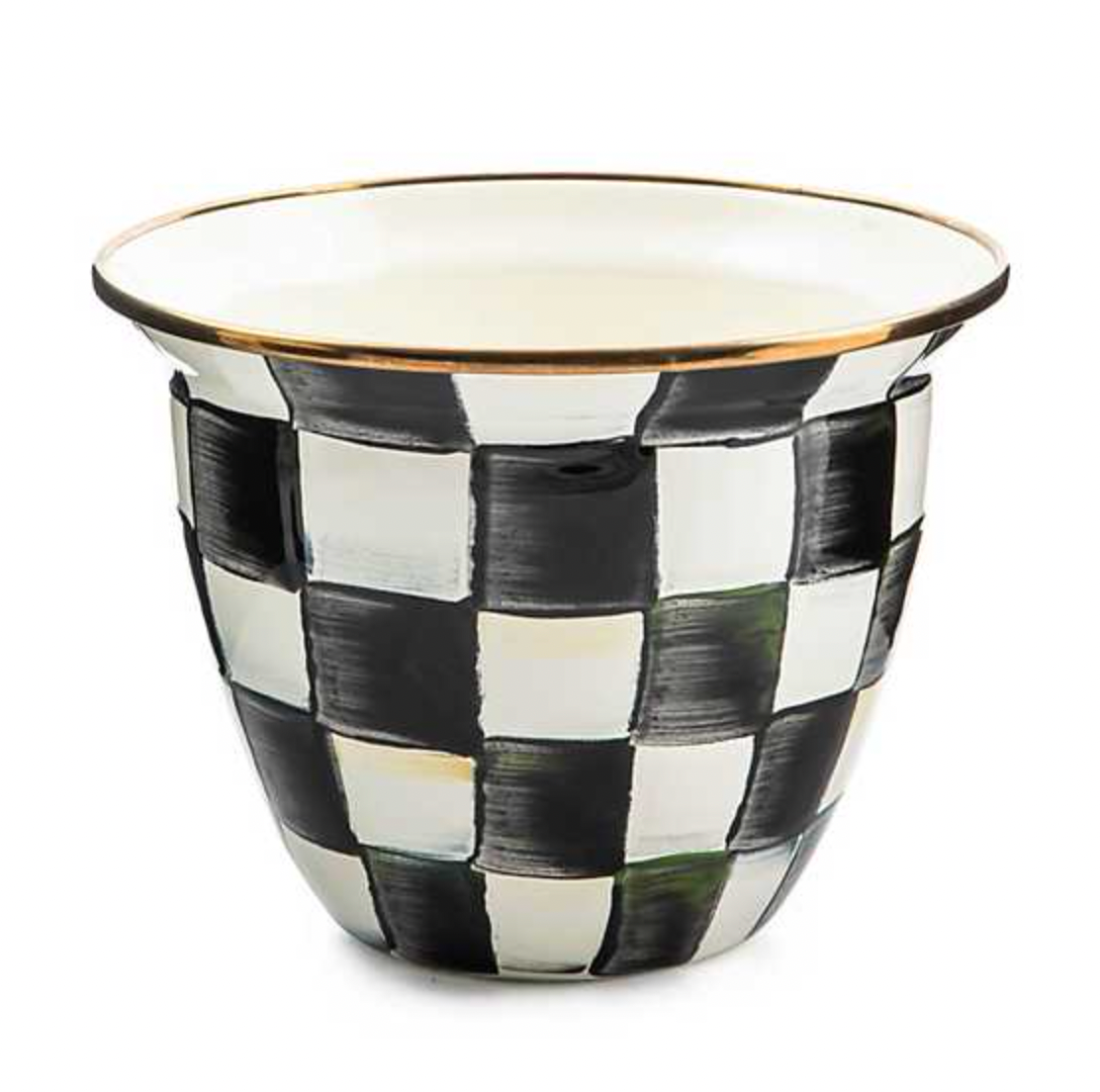 MacKenzie Childs Courtly Check Enamel Garden Pot - Large
