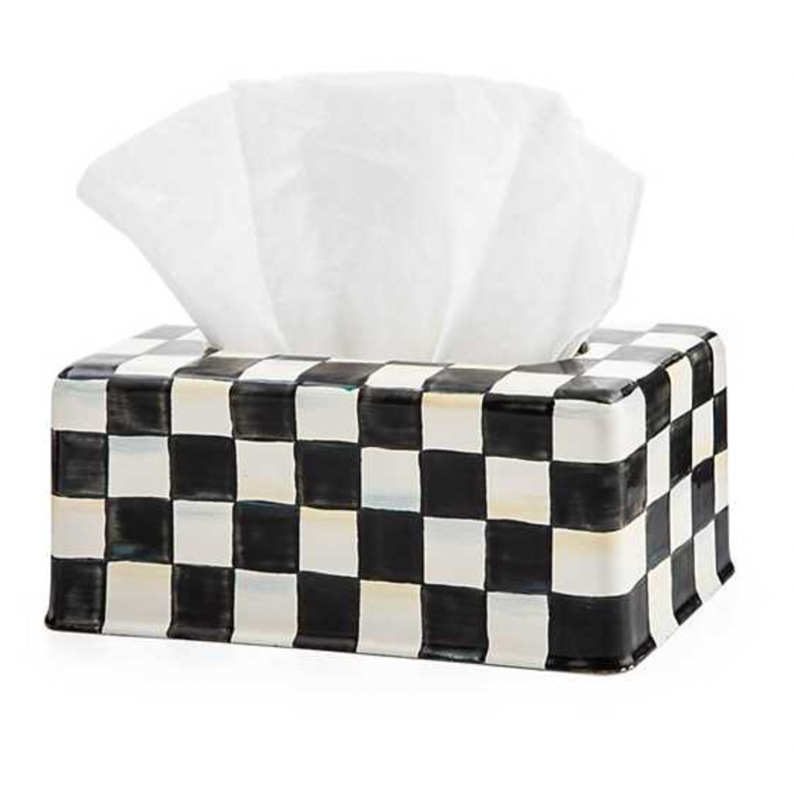 MacKenzie Childs Courtly Check Enamel Standard Tissue Box Cover