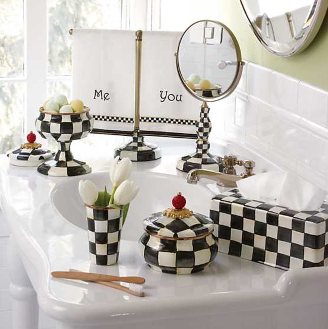 MacKenzie Childs Courtly Check Enamel Standard Tissue Box Cover