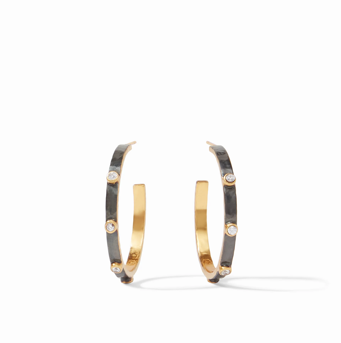 Julie Vos Crescent Stone Hoop, Mixed Metal Zircon