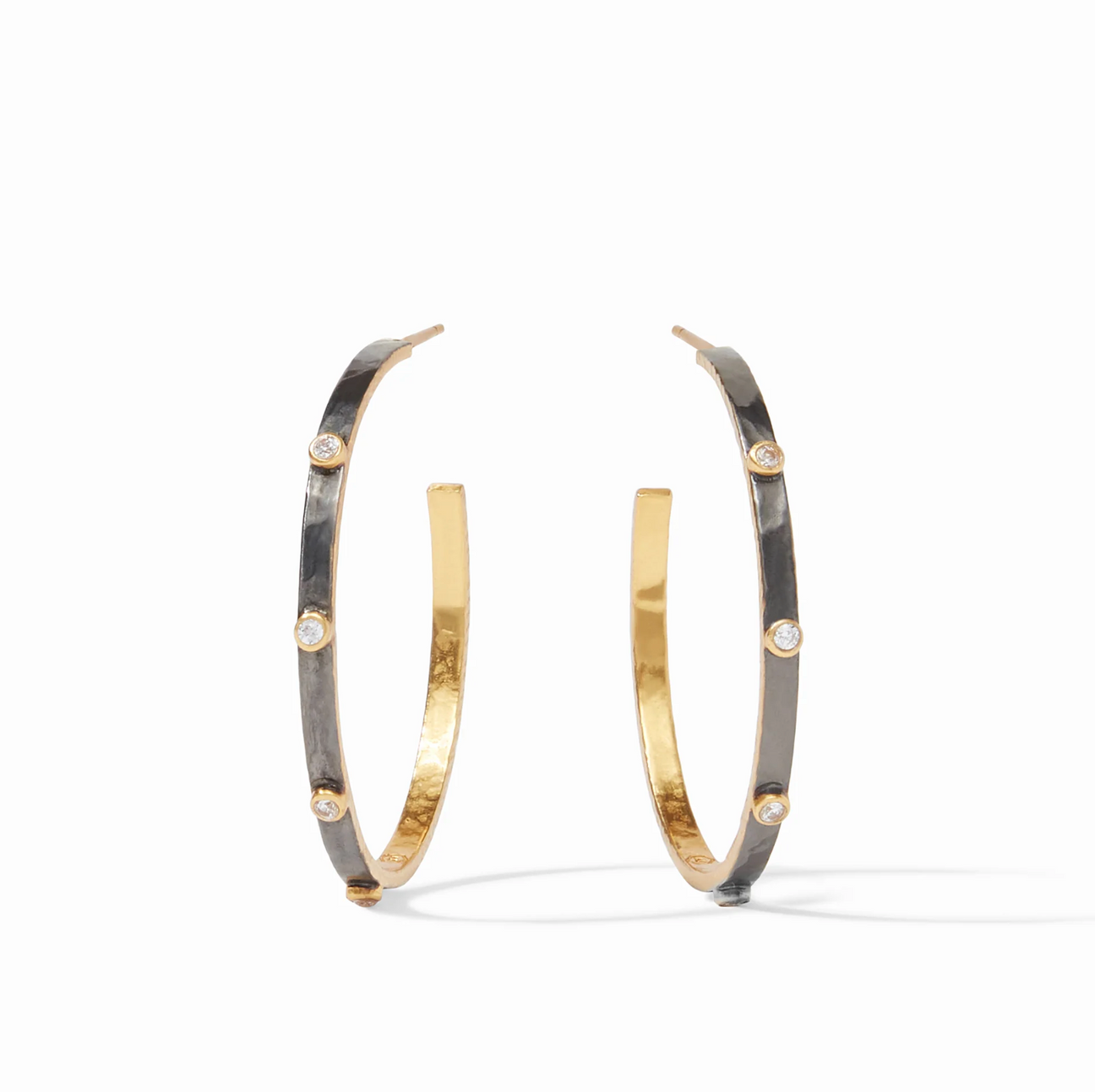 Julie Vos Crescent Stone Hoop, Mixed Metal Zircon