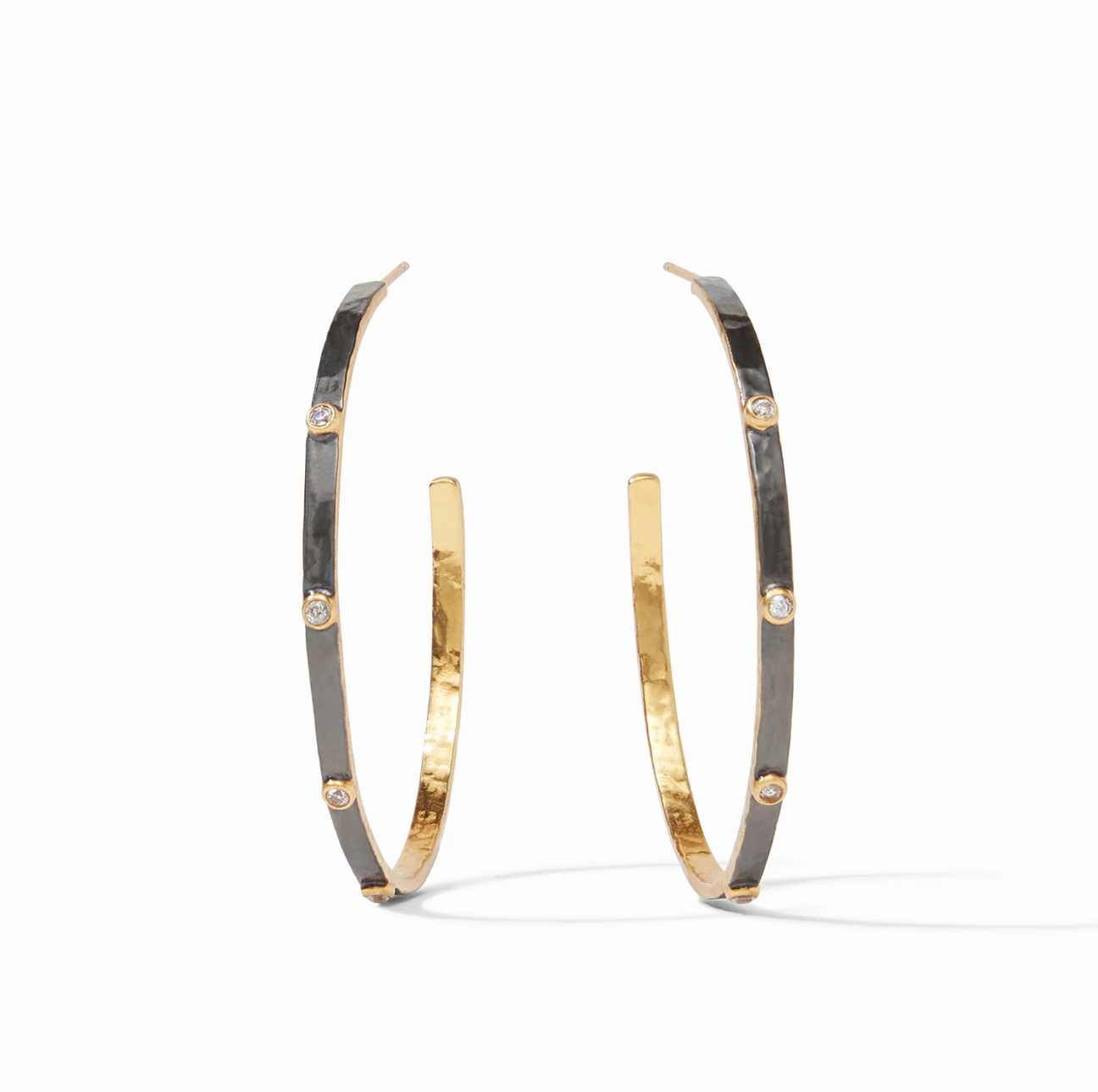 Julie Vos Crescent Stone Hoop, Mixed Metal Zircon