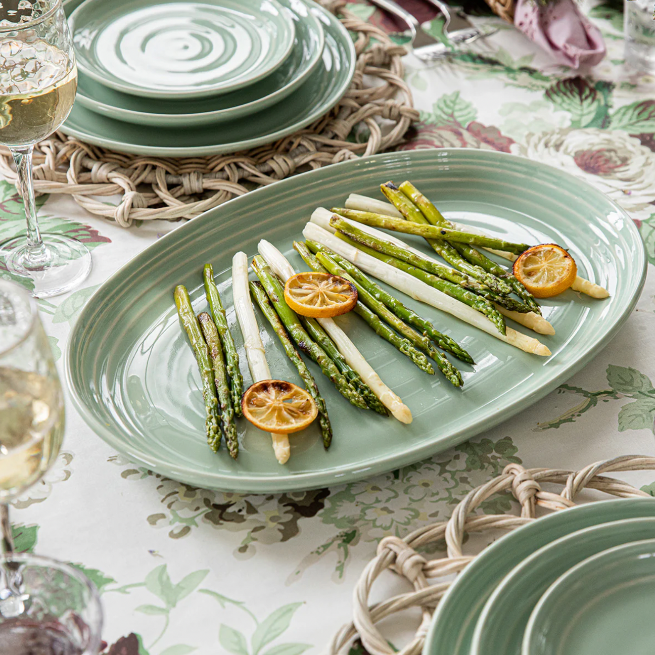 Juliska Bilbao Sage Green Platter 17"