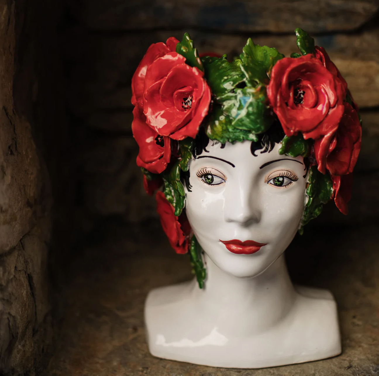 VIETRI Sicilian Heads Poppies Head