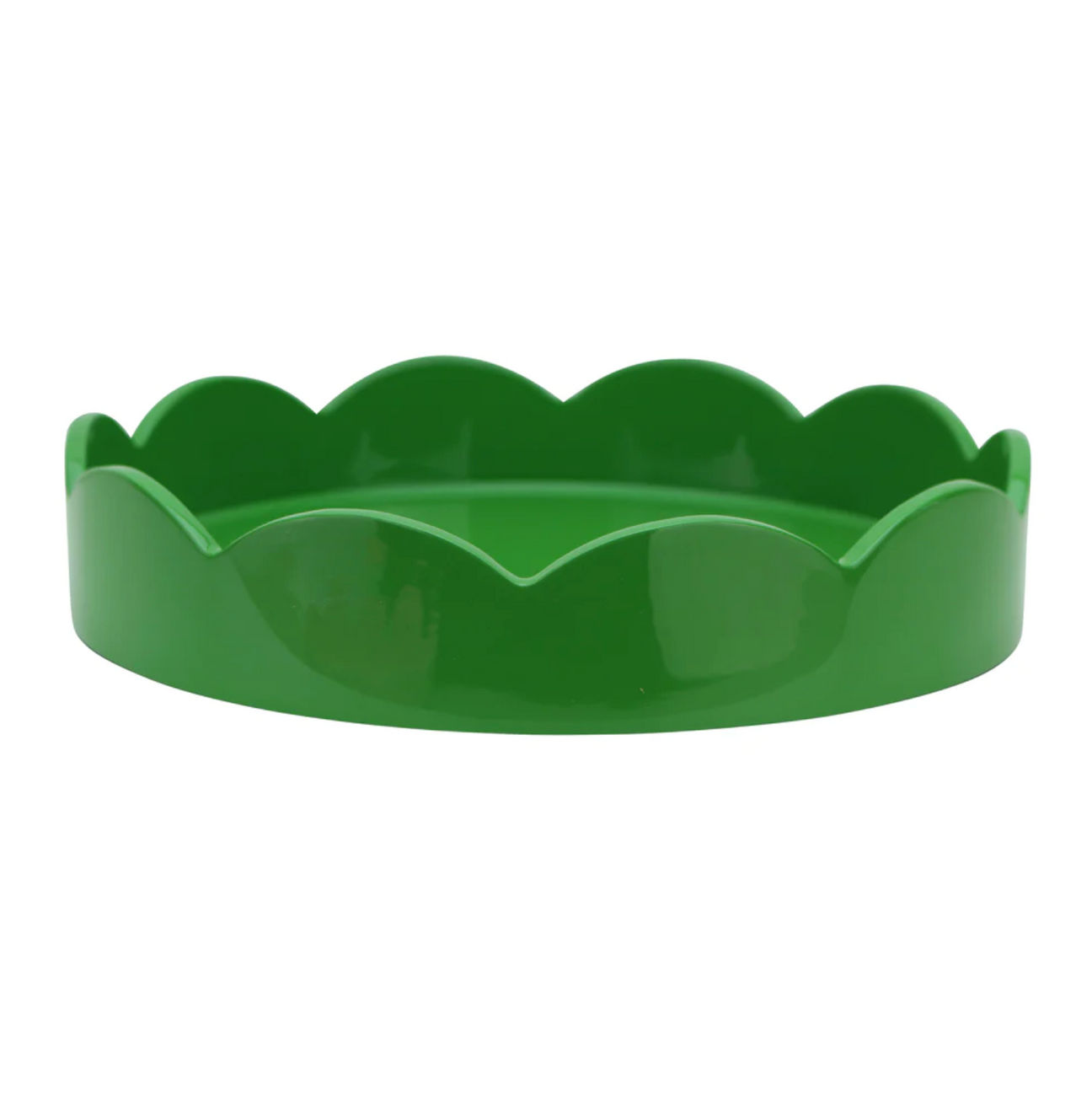 Leaf Round Lacquered Scalloped Tray, Small