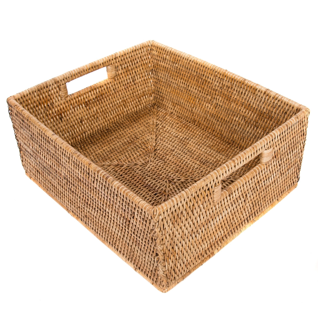 Rattan Rectangular Basket 14"x12"x6", Honey Brown