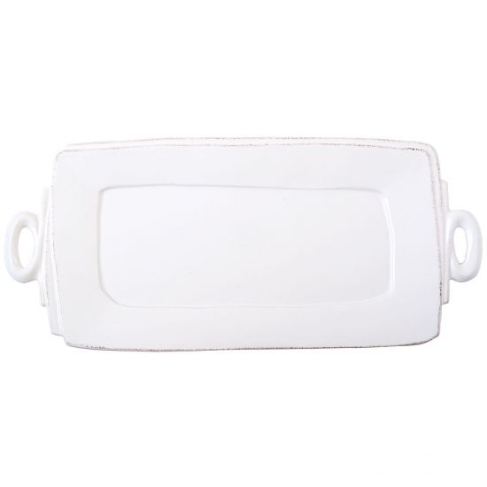 VIETRI Lastra Handled Rectangular Platter, White